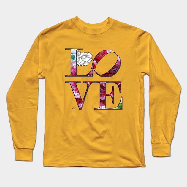 LOVE Letters January Birth Month Flower Carnation Long Sleeve T-Shirt by Symbolsandsigns